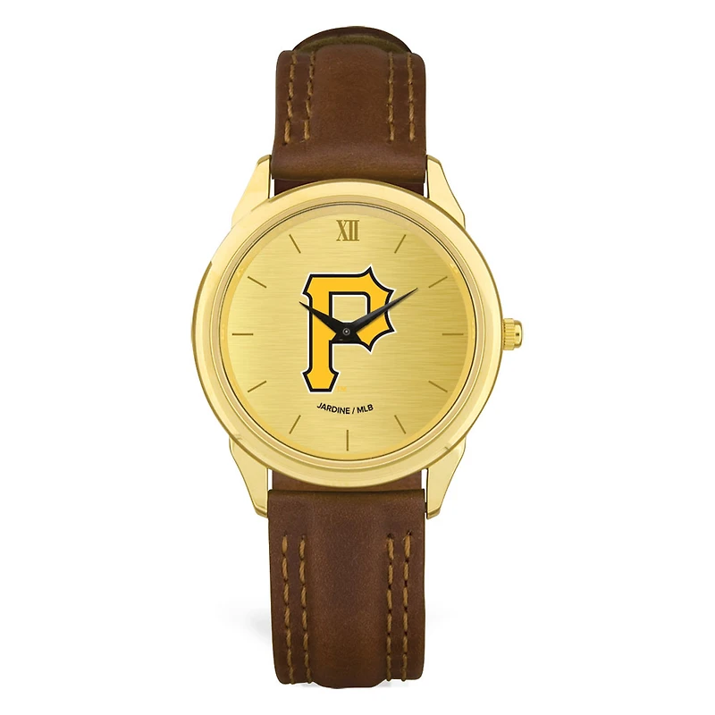 Men's Brown Pittsburgh Pirates Leather Wristwatch