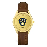 Men's  Brown Milwaukee Brewers Leather Wristwatch