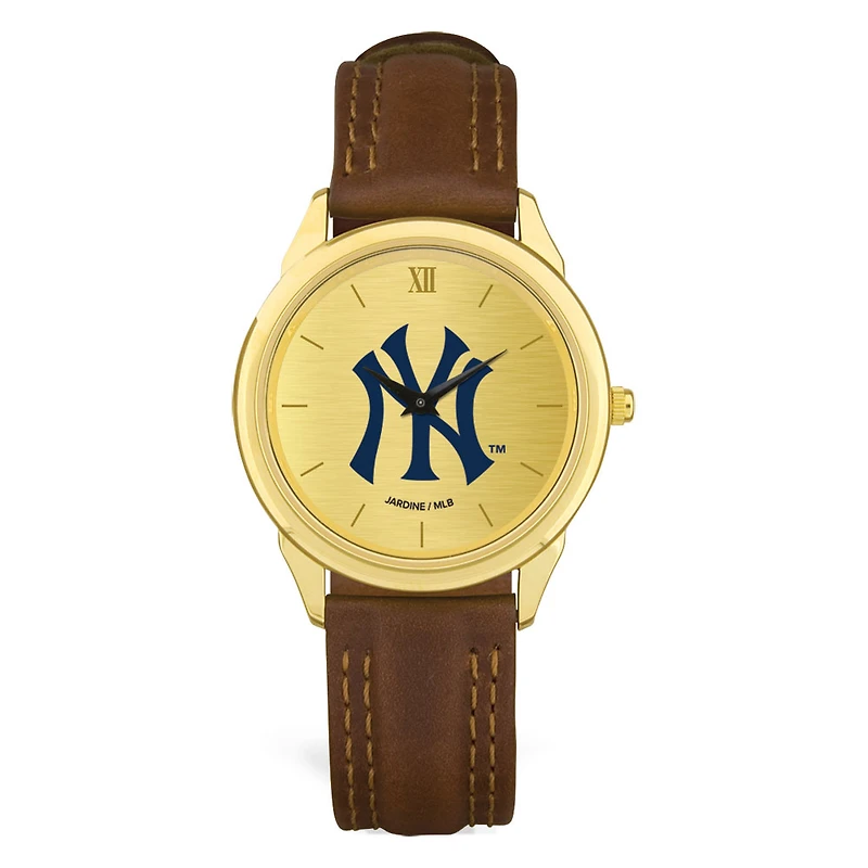Men's Brown New York Yankees Leather Wristwatch