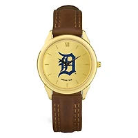 Men's  Brown Detroit Tigers Leather Wristwatch