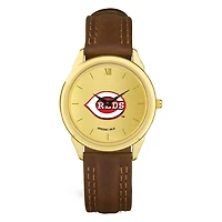 Men's  Brown Cincinnati Reds Leather Wristwatch