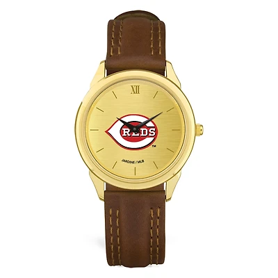 Men's  Brown Cincinnati Reds Leather Wristwatch