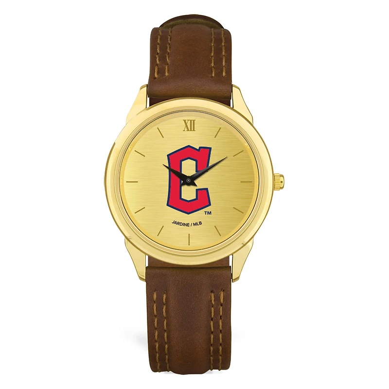 Men's Brown Cleveland Guardians Leather Wristwatch