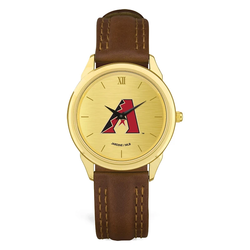 Men's Brown Arizona Diamondbacks Leather Wristwatch