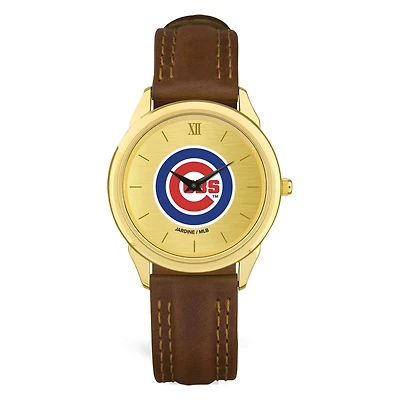 Men's  Brown Chicago Cubs Leather Wristwatch