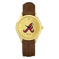 Men's  Brown Atlanta Braves Leather Wristwatch