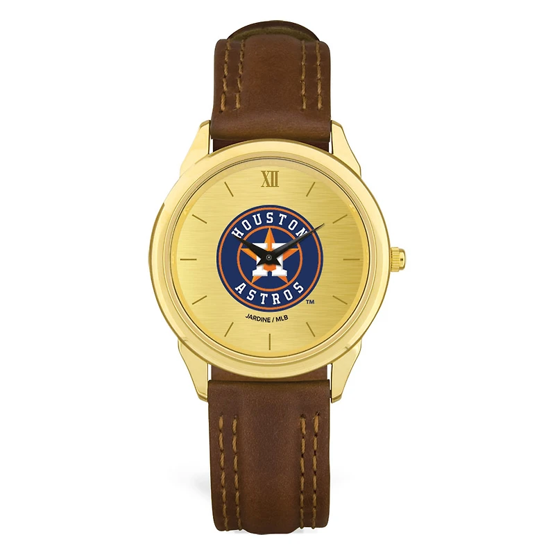 Men's Brown Houston Astros Leather Wristwatch