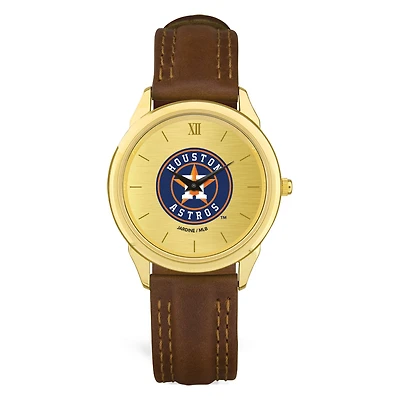 Men's  Brown Houston Astros Leather Wristwatch