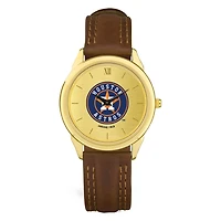 Men's  Brown Houston Astros Leather Wristwatch