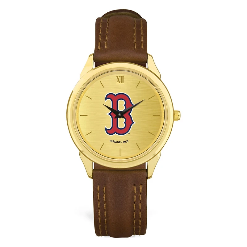 Men's Brown Boston Red Sox Leather Wristwatch