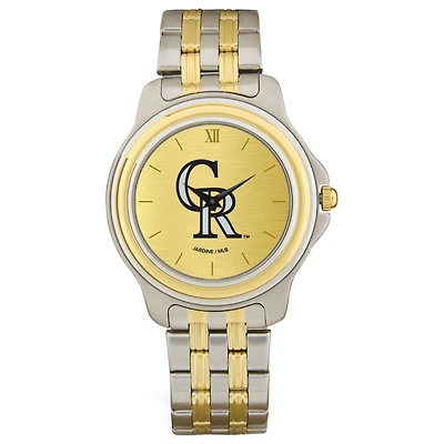 Men's Colorado Rockies Gold Dial Two-Tone Wristwatch