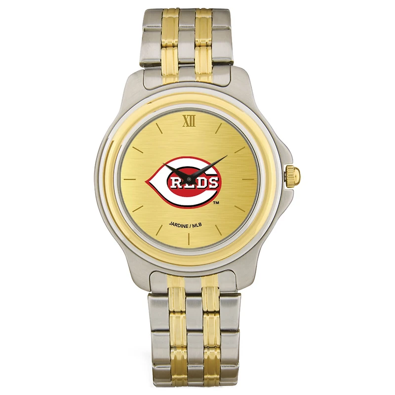 Men's Cincinnati Reds Gold Dial Two-Tone Wristwatch