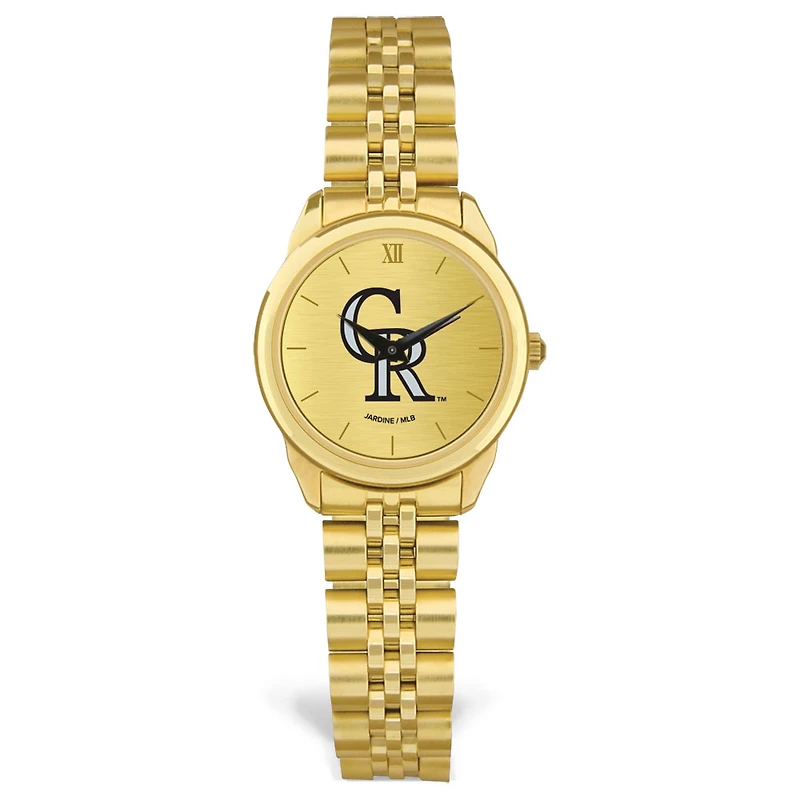 Women's Gold Colorado Rockies Rolled Link Bracelet Wristwatch