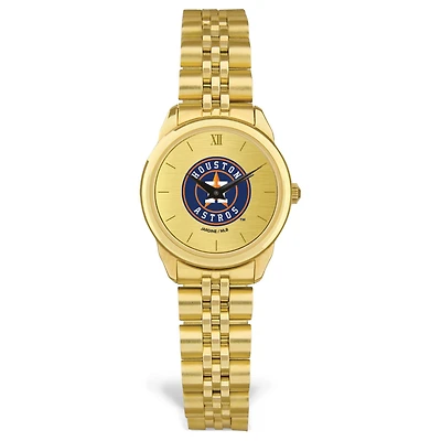 Women's  Gold Houston Astros Rolled Link Bracelet Wristwatch