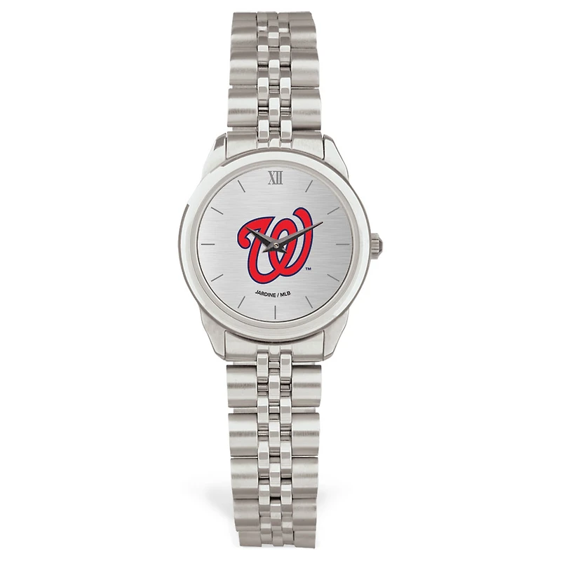 Women's Silver Washington Nationals Rolled Link Bracelet Wristwatch