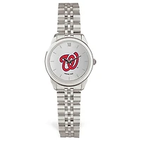 Women's  Silver Washington Nationals Rolled Link Bracelet Wristwatch