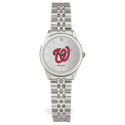 Women's  Silver Washington Nationals Rolled Link Bracelet Wristwatch