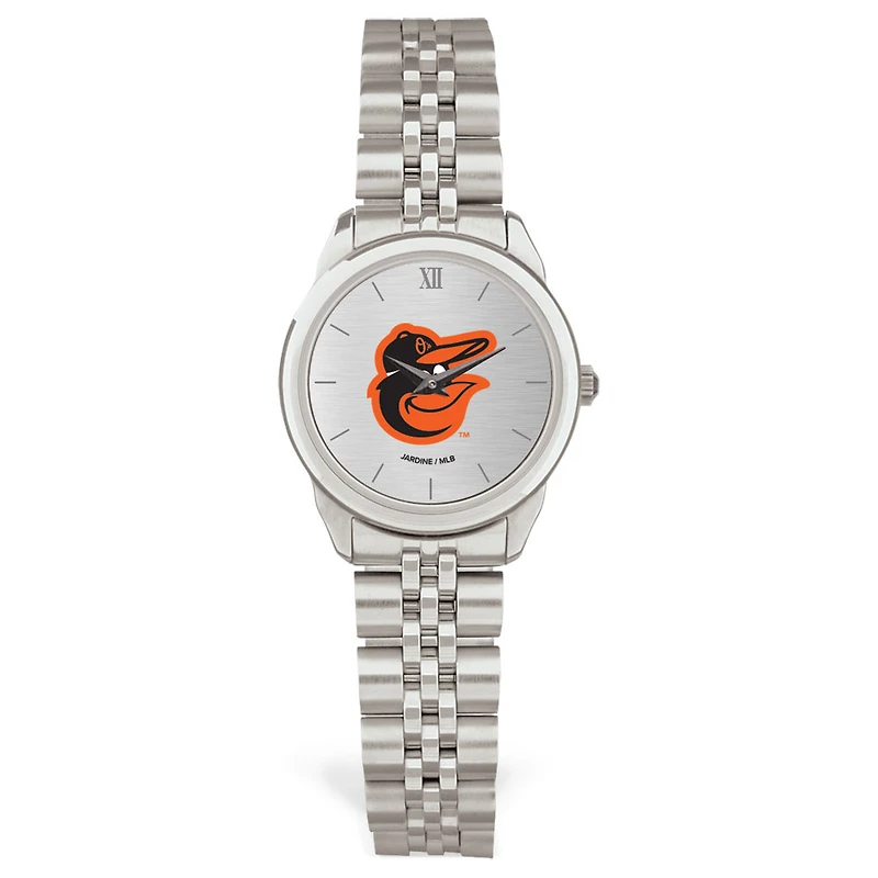 Women's  Silver Baltimore Orioles Rolled Link Bracelet Wristwatch