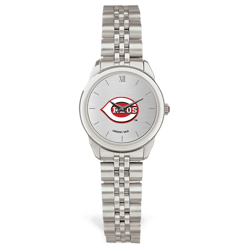 Women's  Silver Cincinnati Reds Rolled Link Bracelet Wristwatch