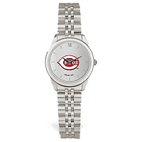 Women's  Silver Cincinnati Reds Rolled Link Bracelet Wristwatch