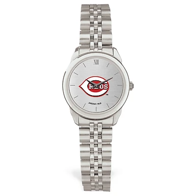 Women's Silver Cincinnati Reds Rolled Link Bracelet Wristwatch