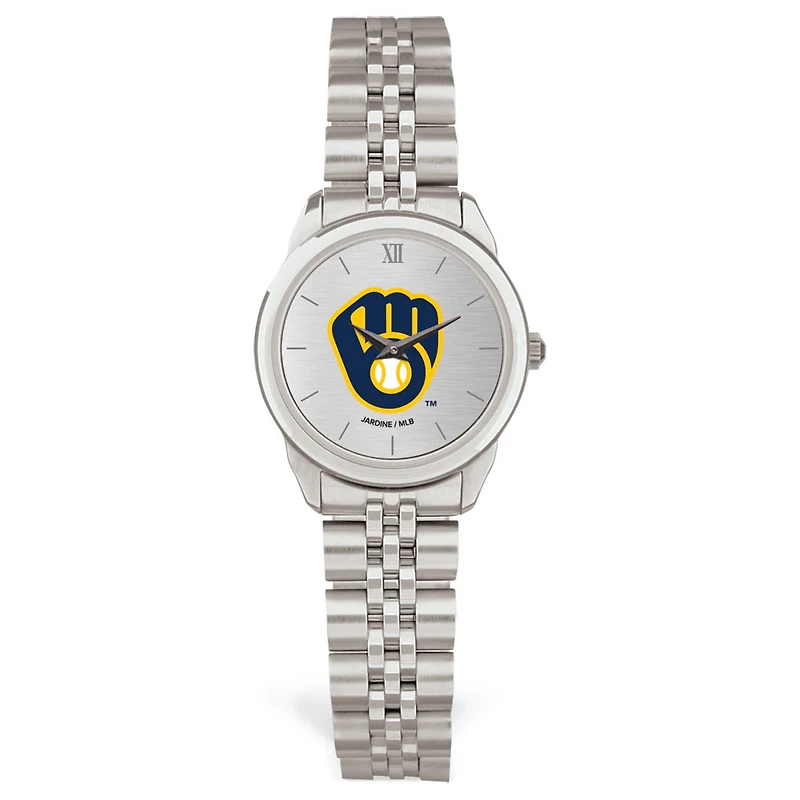 Women's Silver Milwaukee Brewers Rolled Link Bracelet Wristwatch