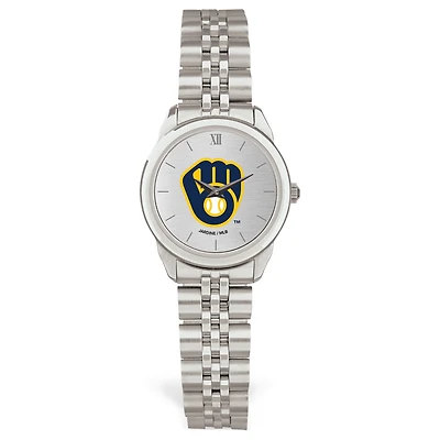 Women's  Silver Milwaukee Brewers Rolled Link Bracelet Wristwatch