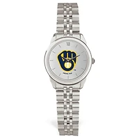 Women's  Silver Milwaukee Brewers Rolled Link Bracelet Wristwatch