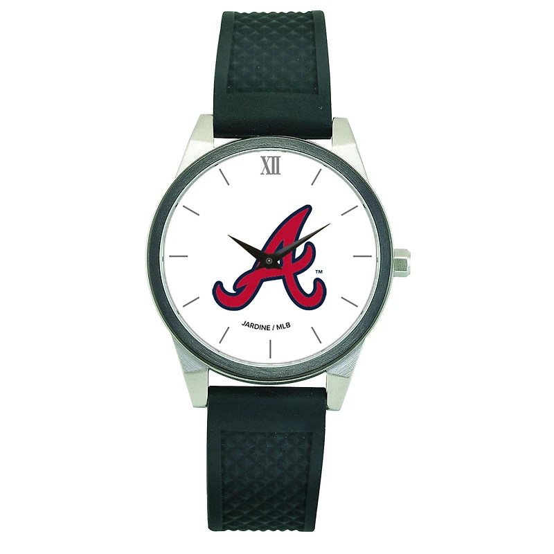 Women's  Black Atlanta Braves Silicone Strap Wristwatch