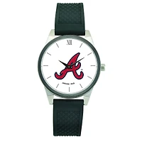 Women's  Black Atlanta Braves Silicone Strap Wristwatch