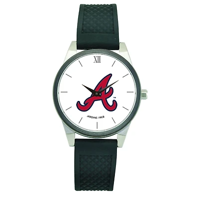 Women's  Black Atlanta Braves Silicone Strap Wristwatch