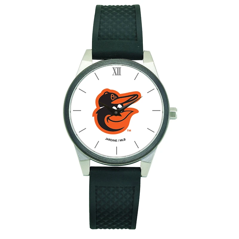 Women's  Black Baltimore Orioles Silicone Strap Wristwatch