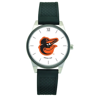 Women's  Black Baltimore Orioles Silicone Strap Wristwatch