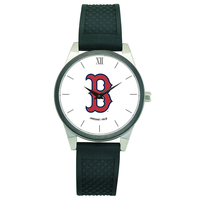 Women's  Black Boston Red Sox Silicone Strap Wristwatch