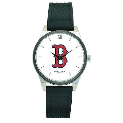 Women's  Black Boston Red Sox Silicone Strap Wristwatch