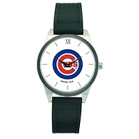 Women's  Black Chicago Cubs Silicone Strap Wristwatch
