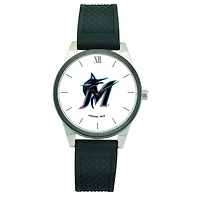 Women's  Black Miami Marlins Silicone Strap Wristwatch