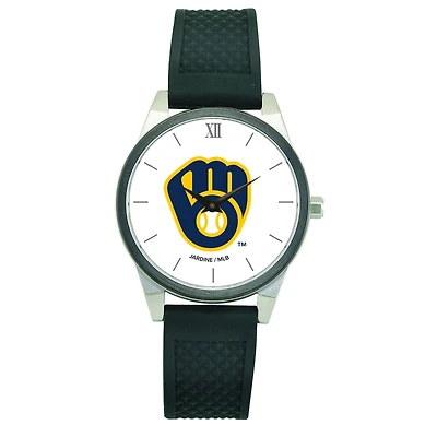 Women's  Black Milwaukee Brewers Silicone Strap Wristwatch