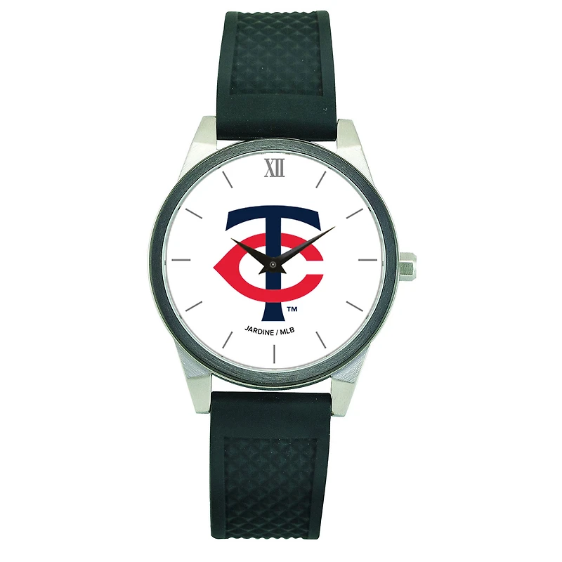 Women's  Black Minnesota Twins Silicone Strap Wristwatch