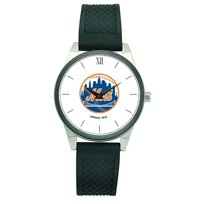 Women's  Black New York Mets Silicone Strap Wristwatch