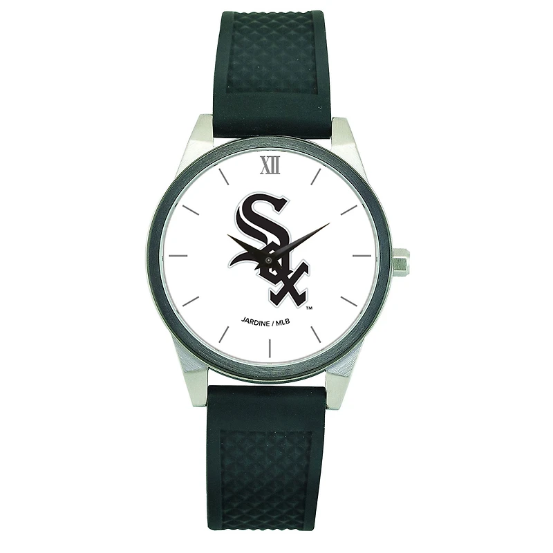 Women's  Black Chicago White Sox Silicone Strap Wristwatch