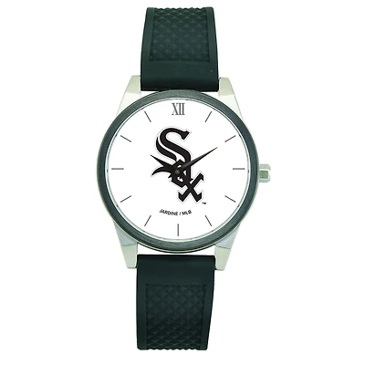 Women's  Black Chicago White Sox Silicone Strap Wristwatch