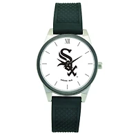 Women's  Black Chicago White Sox Silicone Strap Wristwatch
