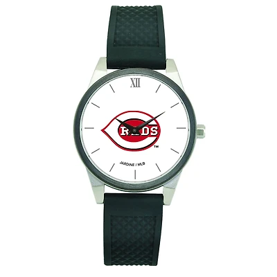 Women's  Black Cincinnati Reds Silicone Strap Wristwatch