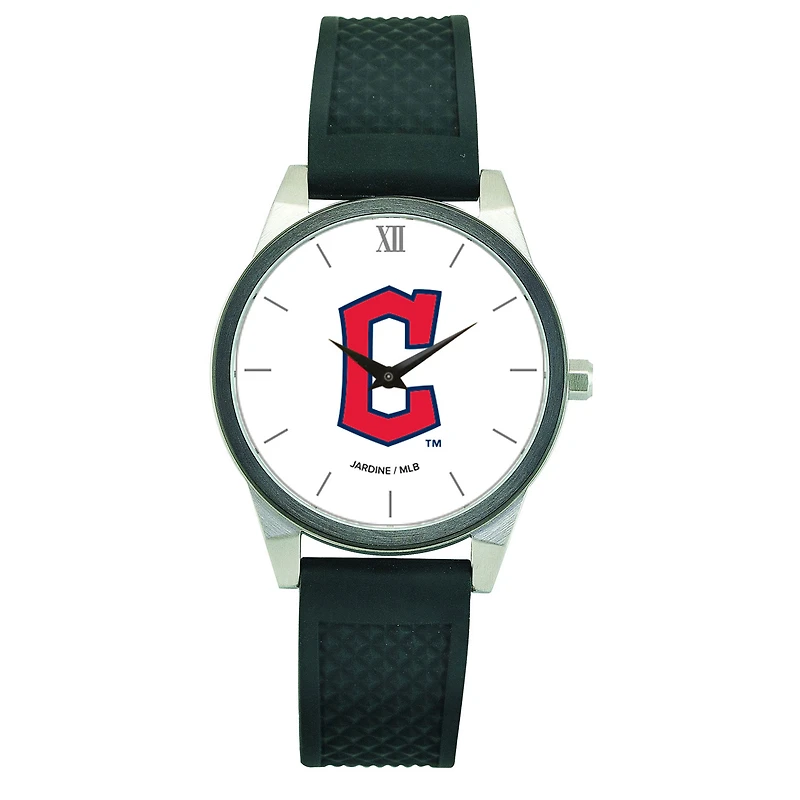 Women's  Black Cleveland Guardians Silicone Strap Wristwatch