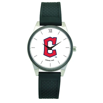 Women's  Black Cleveland Guardians Silicone Strap Wristwatch