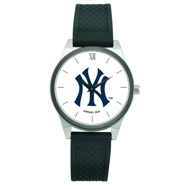 Women's  Black New York Yankees Silicone Strap Wristwatch