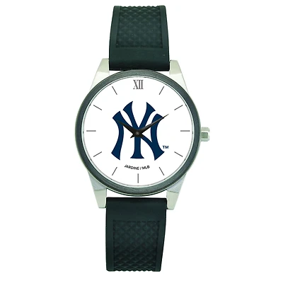 Women's  Black New York Yankees Silicone Strap Wristwatch