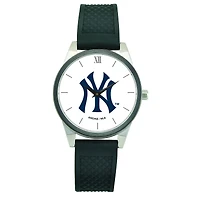 Women's  Black New York Yankees Silicone Strap Wristwatch