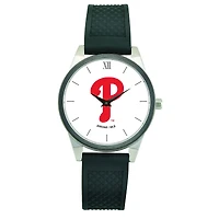 Women's  Black Philadelphia Phillies Silicone Strap Wristwatch